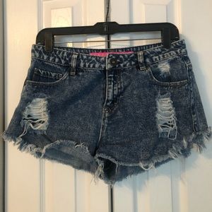 Forever 21 high-waisted distressed denim shorts